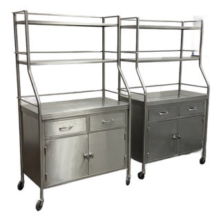 Shampaine Co. Stainless Steel Rolling Cabinets, Pair For Sale
