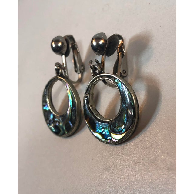 Vintage Abalone Sterling Door Knocker Earrings - A Pair For Sale - Image 6 of 7