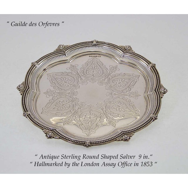 1853 Mappin & Webb Antiques Sterling Round Shaped & Chased Salver For Sale In New York - Image 6 of 7