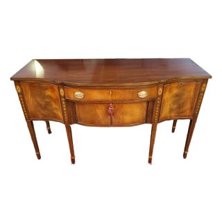 1980s Kittinger Federal Hepplewhite Style Mahogany Inlaid Server Buffet Sideboard For Sale