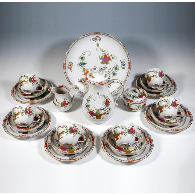 Baroque 20th Century Coffee Set with Sheaf Pattern from Meissen, Set of 22 For Sale - Image 3 of 12