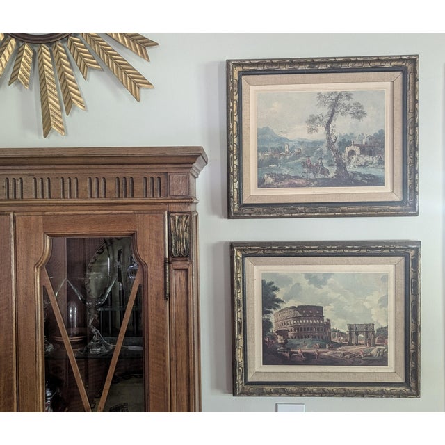 A pair of Italian Prints Framed Each Separate Framed Art measures 15" x 17.75"