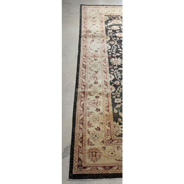 Textile Pak Oushak 9’ X 12’5” Hand-Knotted Wool Rug in Black, Ivory & Rust For Sale - Image 7 of 8