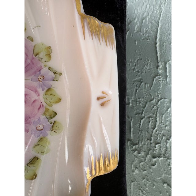 Hand-Painted Cambridge Glass Three-Section Floral Relish Dish With Gilt Accents For Sale - Image 9 of 12