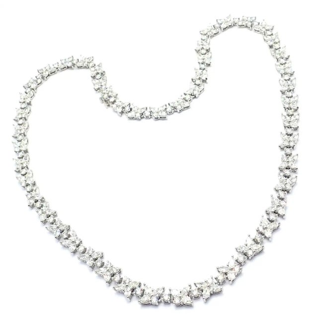 Metal Tiffany & Co. Victoria Diamond Mixed Cluster Platinum Necklace For Sale - Image 7 of 12