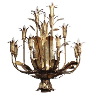 Mid Century Modern Tom Greene Brutalist Torched BrasS Chandelier For Sale