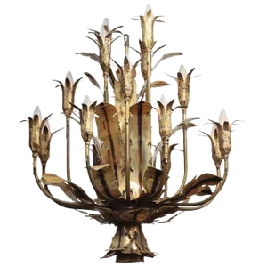 Mid Century Modern Tom Greene Brutalist Torched BrasS Chandelier