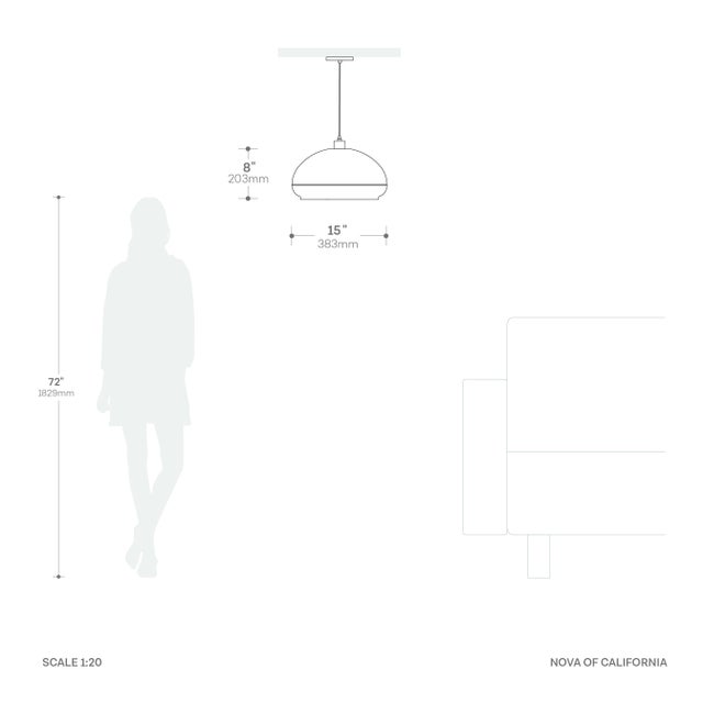Nova of California Satin Nickel Morelli Pendant Light - Mid Century Modern Lucite Shade, Steel Body, Elv Dimmer Compatible For Sale In Los Angeles - Image 6 of 6