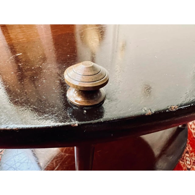 1940s Mahogany Oval Two-Tiered Table With Brass Accents For Sale - Image 10 of 13