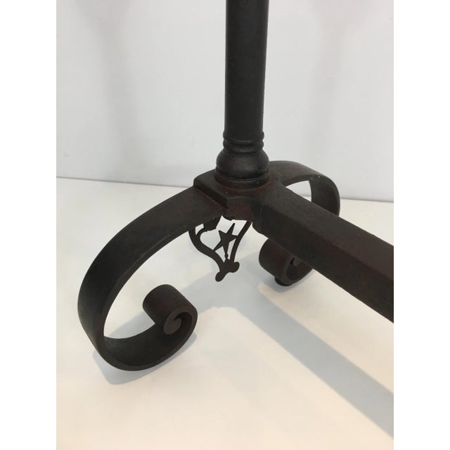 Forged Wrought Iron Andirons, Gothic Style, French, 18th Century - A Pair For Sale - Image 10 of 13