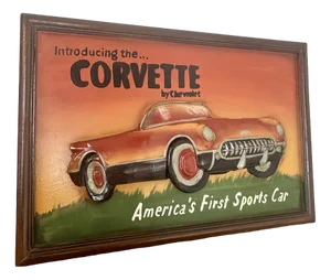 Vintage Wooden Chevrolet Corvette Advertising Sign