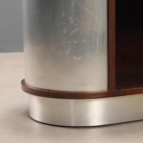 Brown Vintage Console Table in Aluminium and Exotic Wood, 1970s For Sale - Image 8 of 11