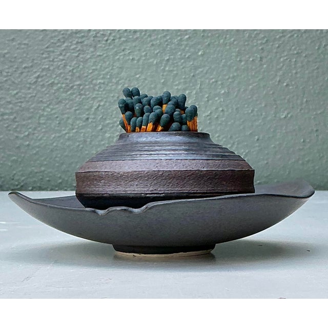 Mid-Century Modern Vintage Original Studio Pottery Match Strike Set For Sale - Image 3 of 12