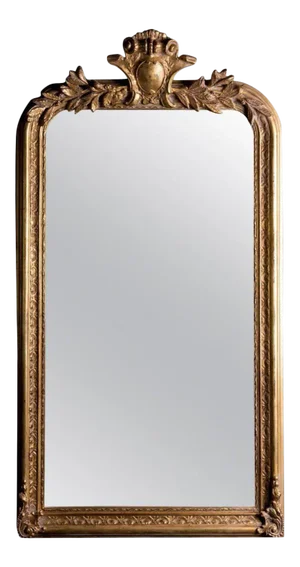 French Philippe Hand-Carved Beveled Mirror in Hand Gilt Frame