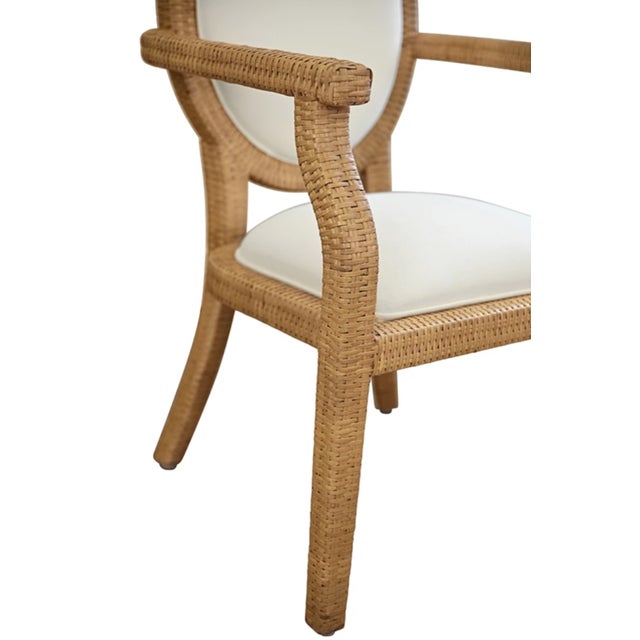 Contemporary Matthew Izzo Home Blythe Rattan Wrapped Cameo Back Armed Dining Chair For Sale - Image 3 of 10