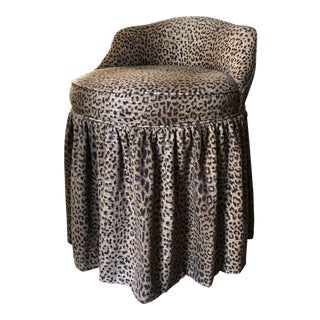 Skirted Leopard Vanity Stool For Sale