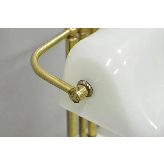 Vintage Mid Century Modern Art Deco Marble & Brass Bankers Desk Lamp W/ Shade For Sale - Image 9 of 12