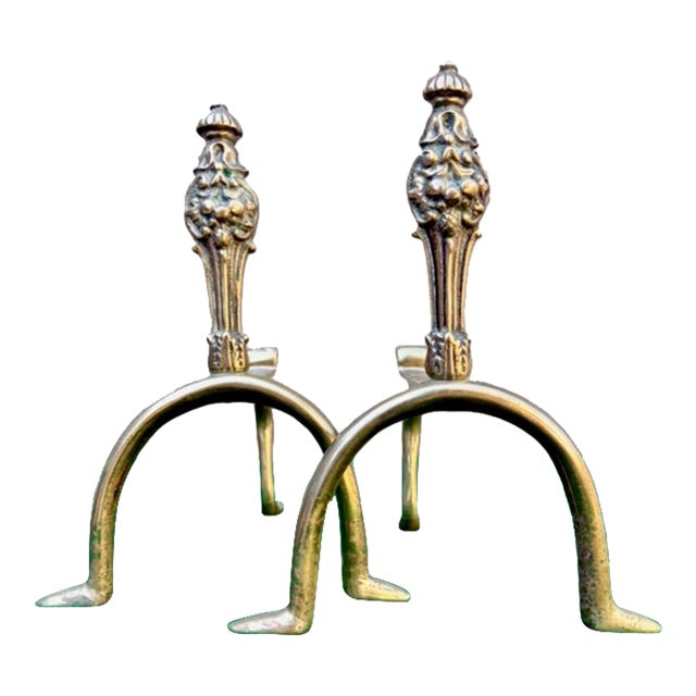 Late 19th Century Small Brass Firedogs/Andirons For Sale
