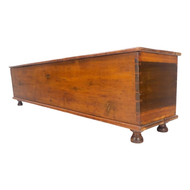 Antique c1880s Dovetail Joints Double Lid Bench Shape Hope Chest Box Storage For Sale