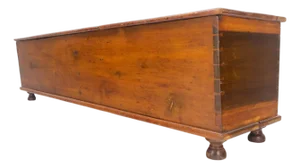 Antique c1880s Dovetail Joints Double Lid Bench Shape Hope Chest Box Storage