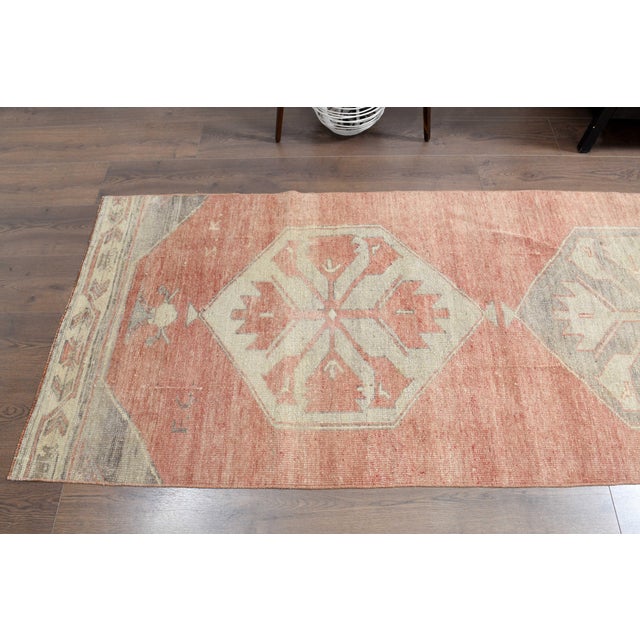1970s Vintage Handmade Wool Cotton Orange Runner Rug For Sale - Image 10 of 11