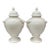 Large Antique Italian Pair of White Ceramic Apothecary Style Urn Vases -a Pair For Sale