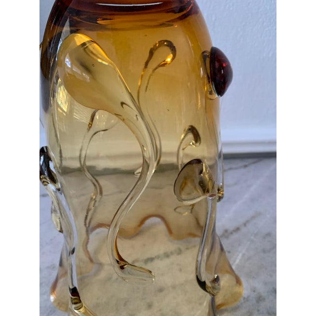 Gold 1950s Tall Amber Art Glass Vase in the Style of Empoli Glass For Sale - Image 8 of 13