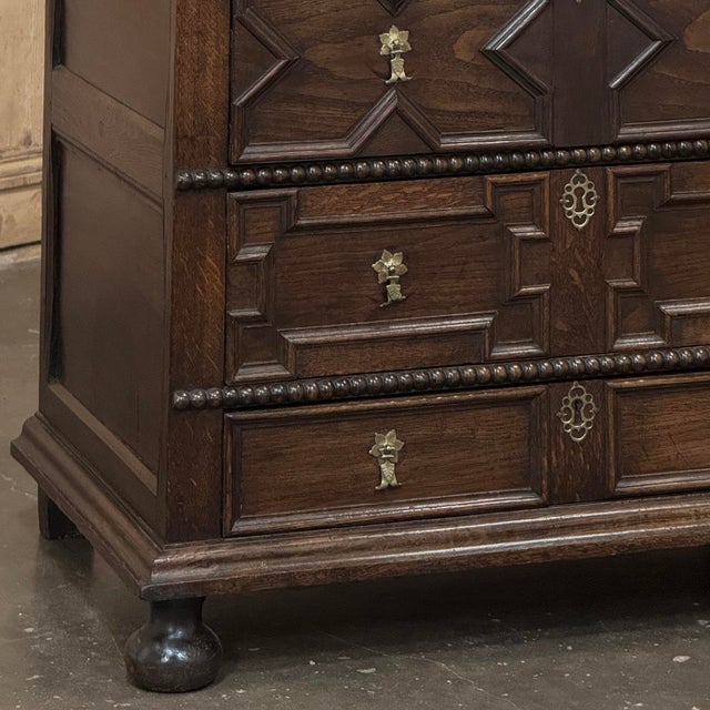 Wood Early 19th Century English Oak Jacobean Style Chest of Drawers For Sale - Image 7 of 18