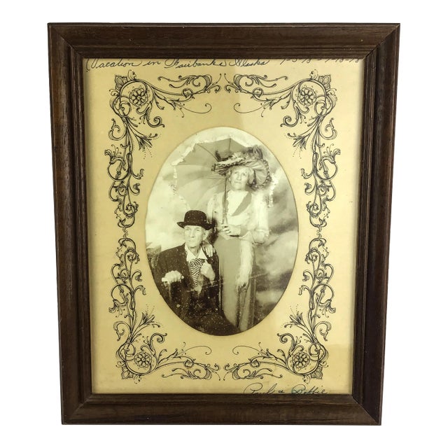 Vintage Wood and Glass Framed Alaska Nostalgia Photo Print 1978 For Sale