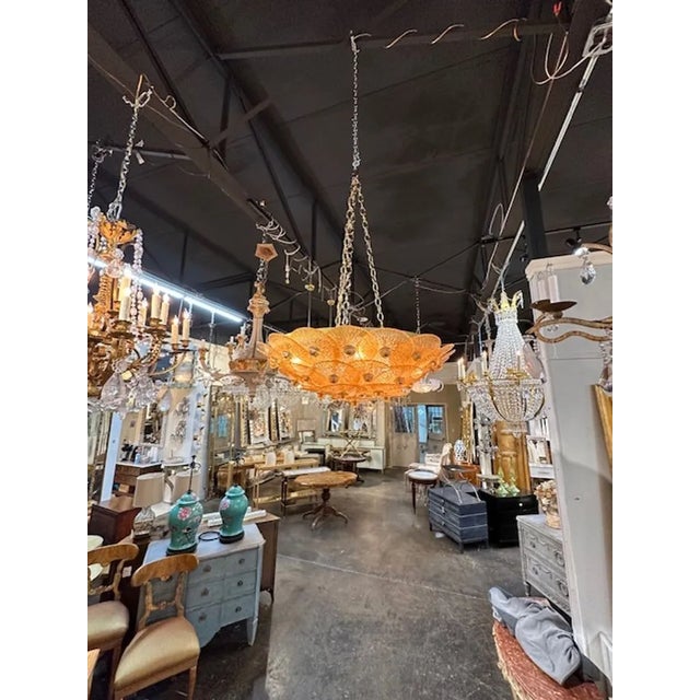 Modern Murano Amber Disc Flush Mount For Sale - Image 3 of 5