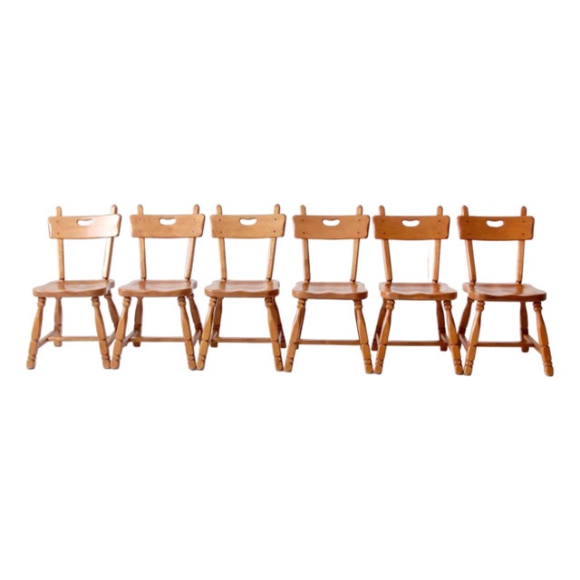 Mid-Century H Willett Maple Dining Chairs Set of 6 For Sale