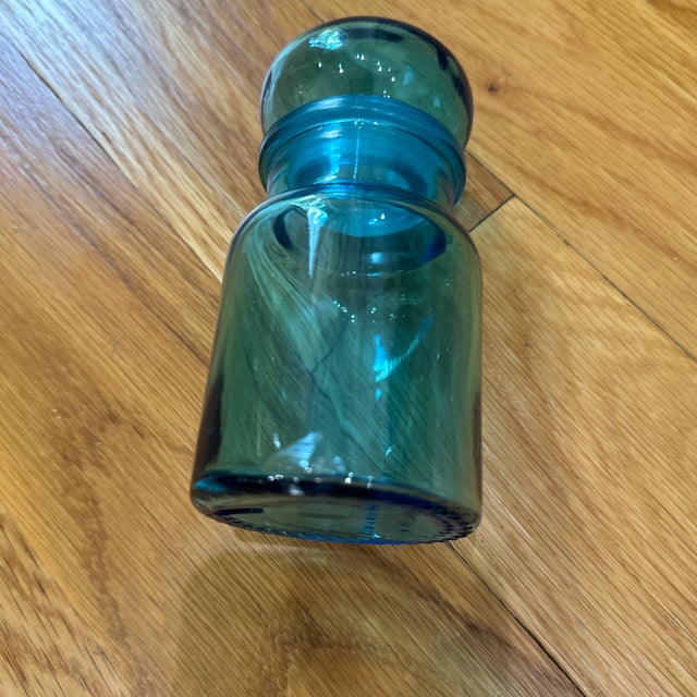 Turquoise 1960s Belgium Turquoise Apothecary Jar Set - Set of 3 For Sale - Image 8 of 8