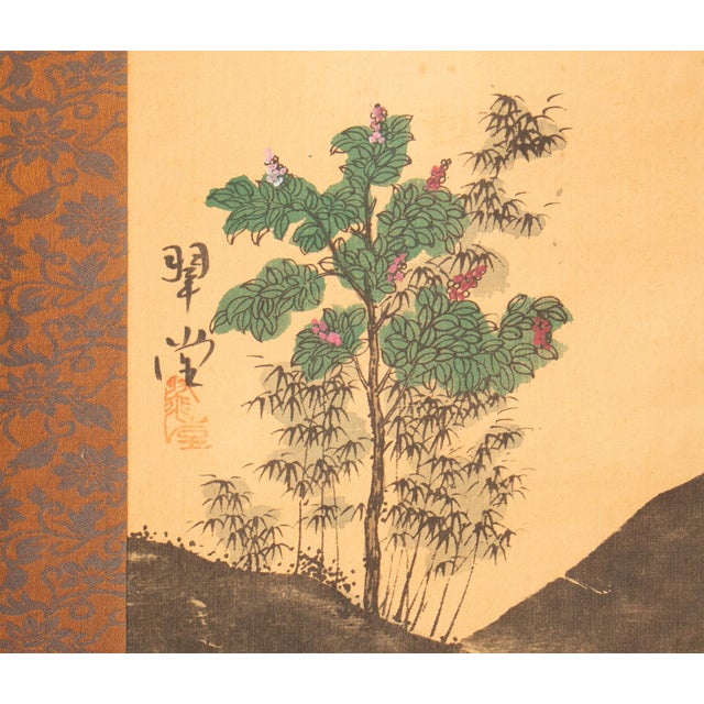Showa Era Japanese Painted Silk Scroll "Two Cranes and Pine Tree", Circa 1930-1950s For Sale - Image 9 of 12