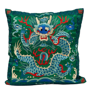 Late 20th-Century Chinese Green Imperial Dragon Pillow