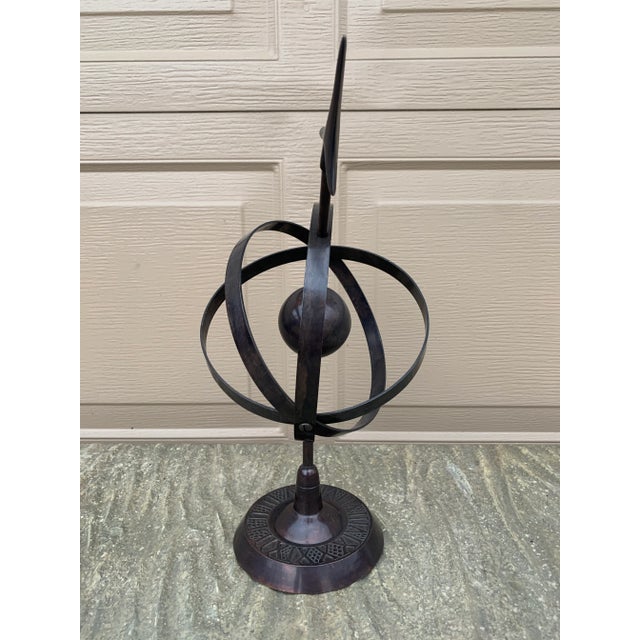 Black Iron Armillary Globe Sculpture – Traditional Landscape & Garden Decor For Sale - Image 10 of 11