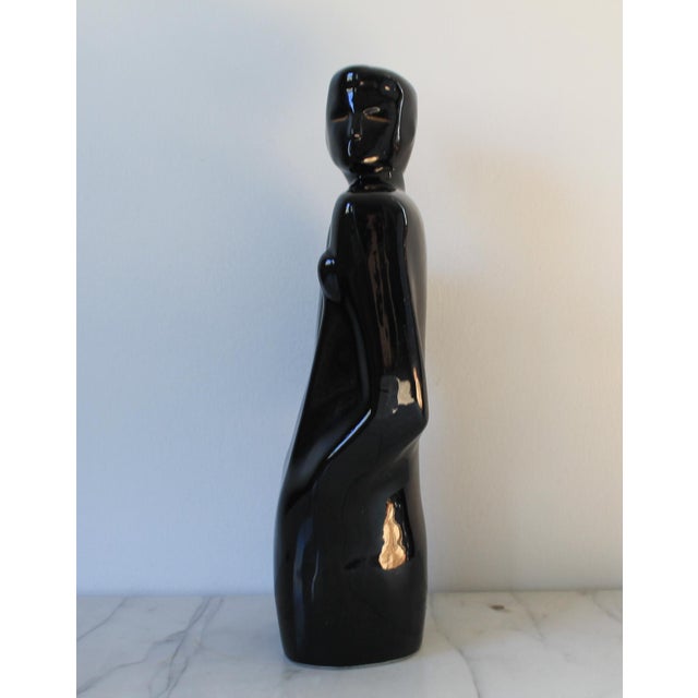 Black Vintage Postmodern Black Ceramic Figure For Sale - Image 8 of 11