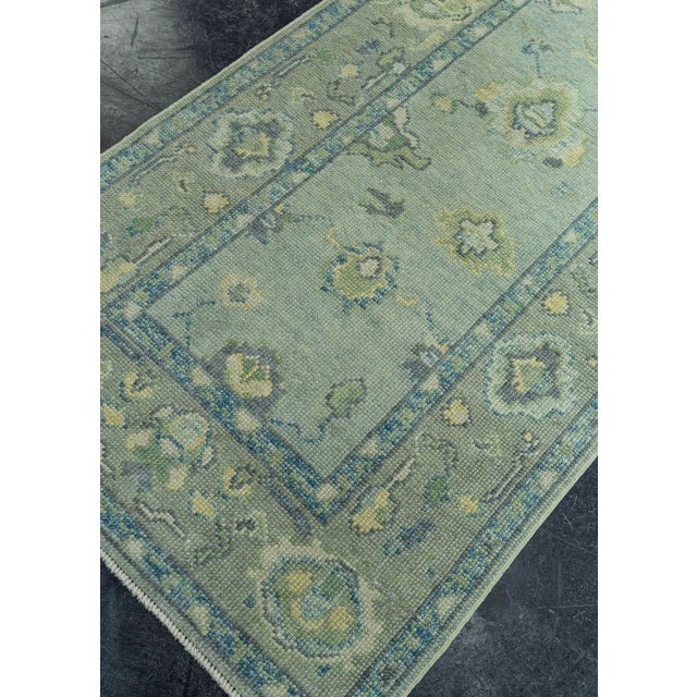 Blue Turkish Oushak Rug 2'10" x 14'8" #19189 For Sale - Image 8 of 8