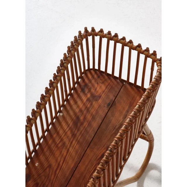 Brown Handwoven Wicker Rattan Planter, Denmark, 1940s For Sale - Image 8 of 13
