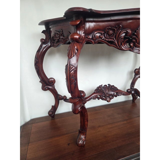 1970s 1970s Victorian Revival Mahogany Carved Pier/Console Table For Sale - Image 5 of 10