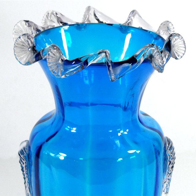 Blue Vintage Murano Glass Vase, 1950s For Sale - Image 8 of 9