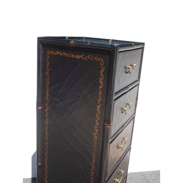Vintage Black Tall Chest of Drawers Chinese Ebonized Lingerie Dresser For Sale - Image 9 of 15
