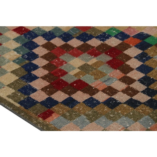 Traditional Vintage Turkish Rug in Brown With Colorful Diamond Medallions - Rug & Kilim For Sale - Image 3 of 8