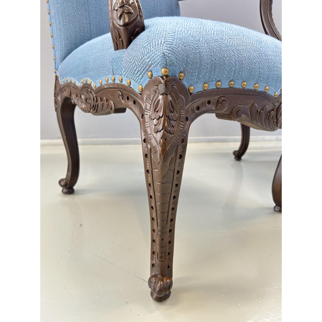 Early 21st Century Louis XV Head Chair in Wood and Upholstery For Sale - Image 5 of 12