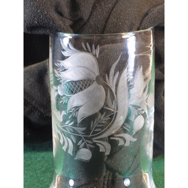 Late 20th Century Beer Stein Hand Worked Flint Glass, Hand Wheel Engraved, Mma Copy in Style Of: Stiegel, German For Sale - Image 6 of 12