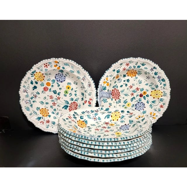 Vintage Guerrieri Ceramiche Hand Painted Pottery Dinner Plates / Murano
