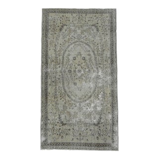 1970s Vintage Handmade Wool Cotton Grey Area Rug For Sale