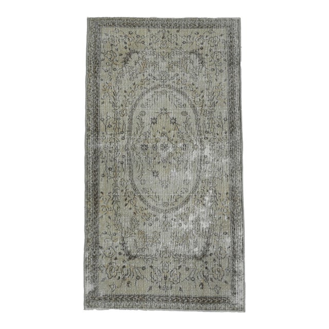 1970s Vintage Handmade Wool Cotton Grey Area Rug For Sale
