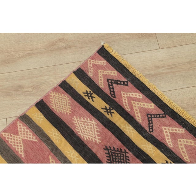 1950s 1950s Traditional Primitive Red Striped Kilim Runner Rug For Sale - Image 5 of 13