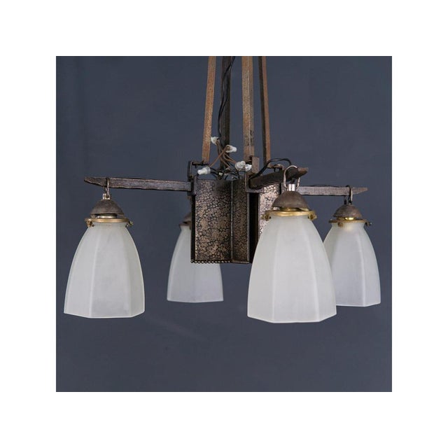 Art Nouveau Forged Iron Chandelier For Sale - Image 10 of 10
