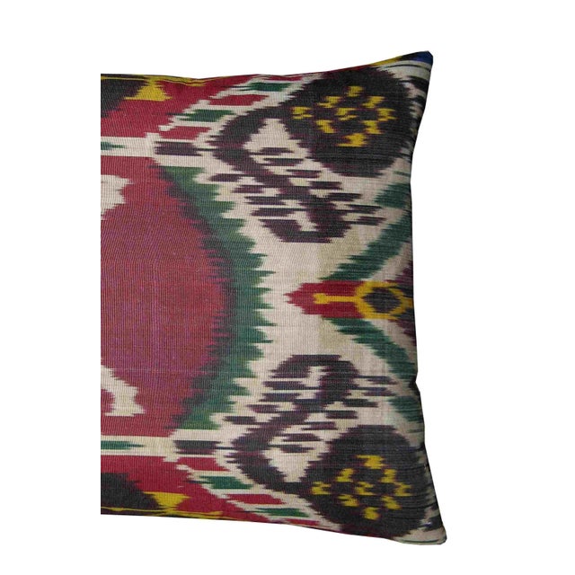 Brick Red Circa 1900 Antique Ikat Tapestry Pillow For Sale - Image 8 of 9